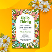 グルーヴィレトロヒッパイフラワーハローサーティ誕生日 招待状