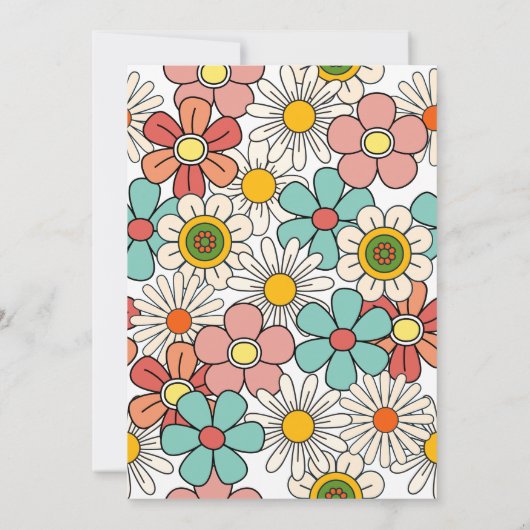 グルーヴィレトロヒッパイフラワーハローシックス誕生日 招待状 (裏面)