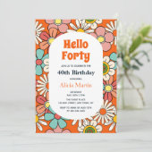 グルーヴィレトロヒッパイフラワーハローフォーティ誕生日 招待状 (スタンド正面)