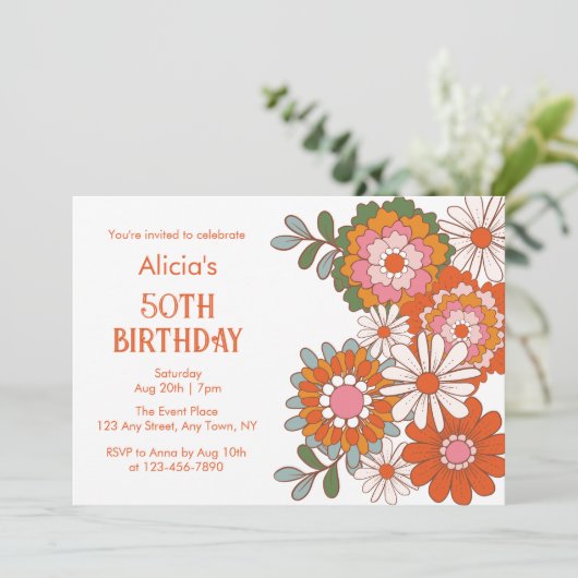 グルーヴィレトロヒッパイフローラリーフ誕生日 招待状 (スタンド正面)