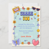 グルーヴィレトロヒッピー誕生日サンキューカード 招待状 (正面)