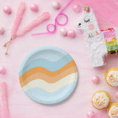 グルーヴィレトロビーブブルーオレンジ紙プレート ペーパープレート (パーティー)