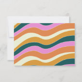 グルーヴィレトロピンクイエローウェーカスタムブブライダルシャワー サンキューカード (裏面)