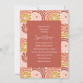 グルーヴィレトロピンクサビフローラかわいいブライダルシャワー 招待状 (正面)