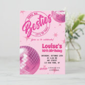 グルーヴィレトロピンクドールマリブパーティー誕生日 招待状 (スタンド正面)