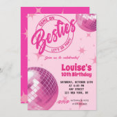 グルーヴィレトロピンクドールマリブパーティー誕生日 招待状 (正面/裏面)