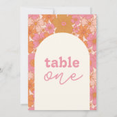 グルーヴィレトロピンクフローラアーチ |テーブル番号 招待状 (裏面)