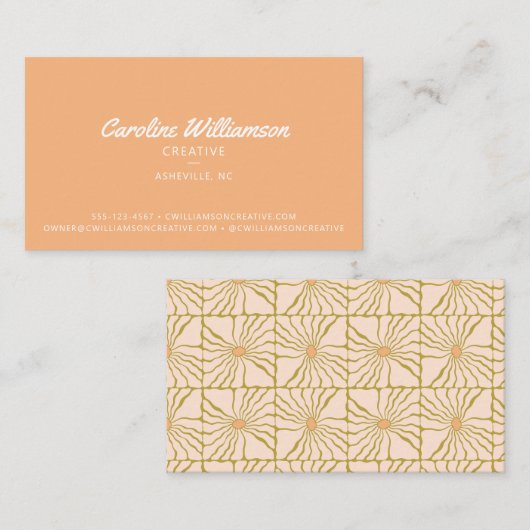 グルーヴィレトロピーチパステルボタニカルトレンディー 名刺 (正面/裏面)