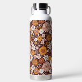 グルーヴィレトロフラワーガーデンパターン ウォーターボトル (正面)