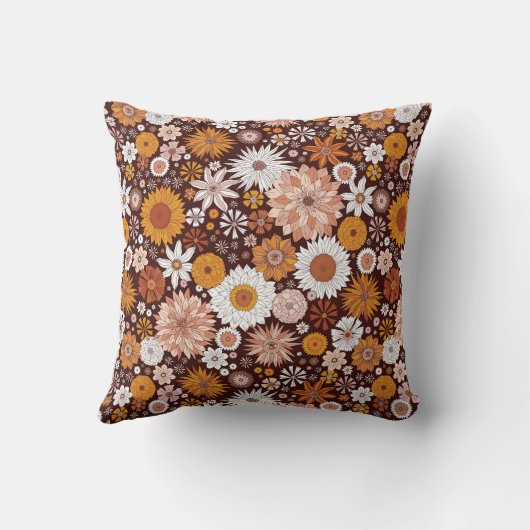 グルーヴィレトロフラワーガーデンパターン クッション (裏面)