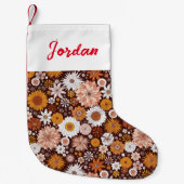 グルーヴィレトロフラワーガーデンパターン スモールクリスマスストッキング (正面)