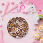 グルーヴィレトロフラワーガーデンパターン ペーパープレート (パーティー)