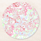 グルーヴィレトロボホエクレクティックファンキー大理石カラフル石 ラウンドペーパーコースター (正面)