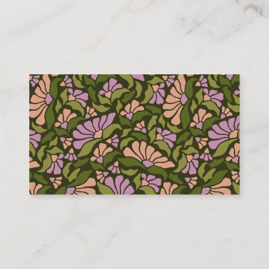 グルーヴィレトロボホパープルグリーンボタニカルトレンディー 名刺 (裏面)