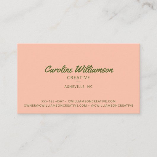 グルーヴィレトロボホピーチグリーンボタニカルトレンディー 名刺 (正面)