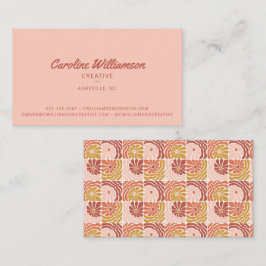 グルーヴィレトロボホ赤面ピンクレッドボタニカルトレンディー 名刺