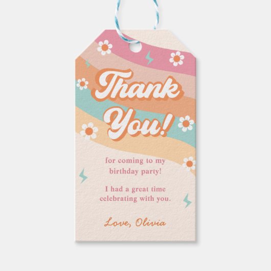 グルーヴィレトロレインボーバースデーパーティー ギフトタグ (正面)