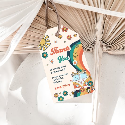 グルーヴィレトロレインボーバースデーパーティー ギフトタグ