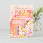 グルーヴィレトロレインボーローラスケートで滑る誕生日パーティー 招待状 (スタンド正面)