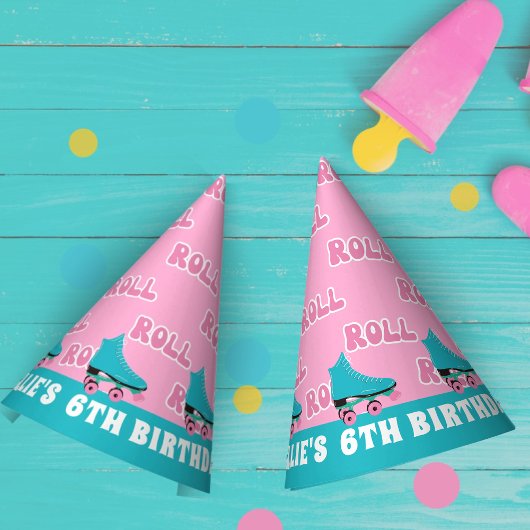 グルーヴィレトロレインボーローラスケートで滑る誕生日 パーティーハット