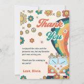 グルーヴィレトロレインボー誕生日サンキューカード 招待状 (正面)