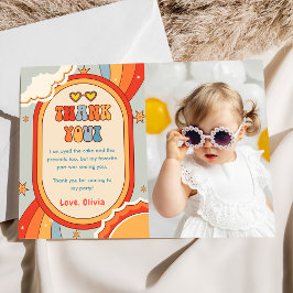 グルーヴィレトロレインボー誕生日サンキューカード 招待状