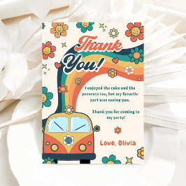 グルーヴィレトロレインボー誕生日サンキューカード 招待状