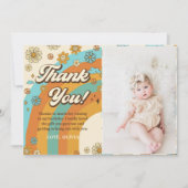 グルーヴィレトロレインボー誕生日写真 サンキューカード (正面)