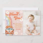 グルーヴィレトロレインボー誕生日写真 サンキューカード (正面)