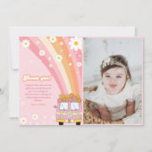 グルーヴィレトロレインボー誕生日写真 サンキューカード (正面)