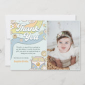 グルーヴィレトロレインボー誕生日写真 サンキューカード (正面)