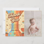グルーヴィレトロレインボー誕生日写真 サンキューカード (正面)