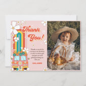 グルーヴィレトロレインボー誕生日写真 サンキューカード (正面)