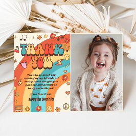 グルーヴィレトロレインボー誕生日写真 サンキューカード