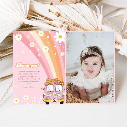 グルーヴィレトロレインボー誕生日写真 サンキューカード