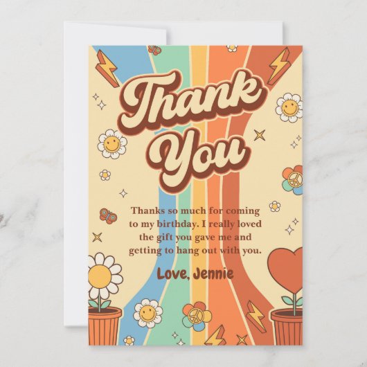 グルーヴィレトロレインボー誕生日 サンキューカード (正面)