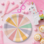 グルーヴィレトロレインボー誕生日 ペーパープレート (パーティー)