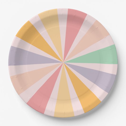 グルーヴィレトロレインボー誕生日 ペーパープレート (正面)