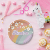 グルーヴィレトロレインボー12誕生日 ペーパープレート (パーティー)