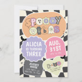 グルーヴィレトロ不気味ビーブハロウィーン誕生日 招待状 (正面)