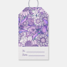 グルーヴィレトロ夏期プロテアおよびデイジーパターンG ギフトタグ