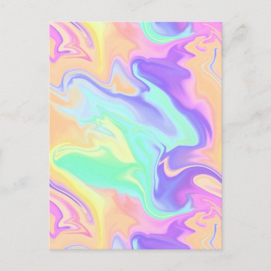 グルーヴィレトロ絞り染めパステルマーブルスワール 案内ポストカード (正面)