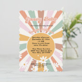 グルーヴィレトロ70sサンシャインデイジーガールベビー 招待状 (スタンド正面)