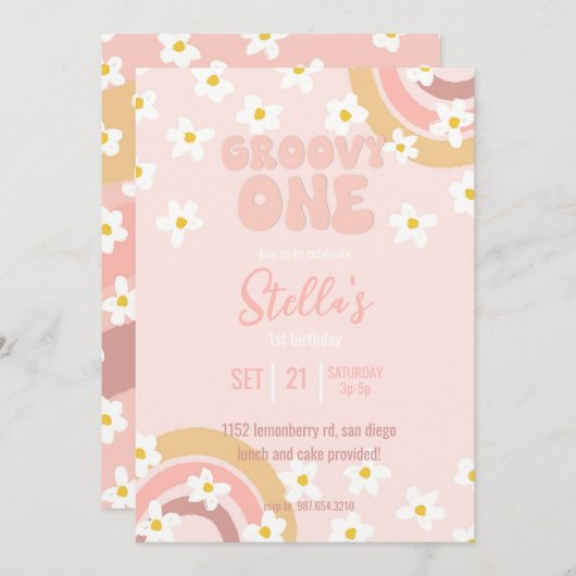 グルーヴィワンデイジーパーティの招待状 招待状 (正面/裏面)