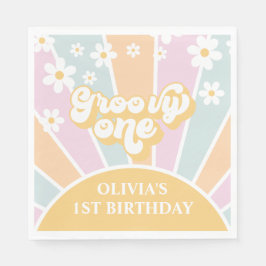 グルーヴィワンパステルレトロサンシャインデイジーボホ スタンダードランチョンナプキン