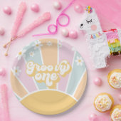 グルーヴィワンパステルレトロサンシャインデイジーボホ ペーパープレート (パーティー)