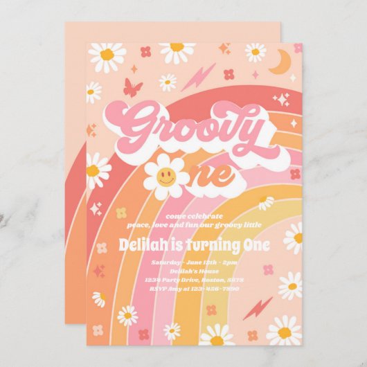 グルーヴィワンピースラブパーティーレインボーバースデーパーティー 招待状 (正面/裏面)