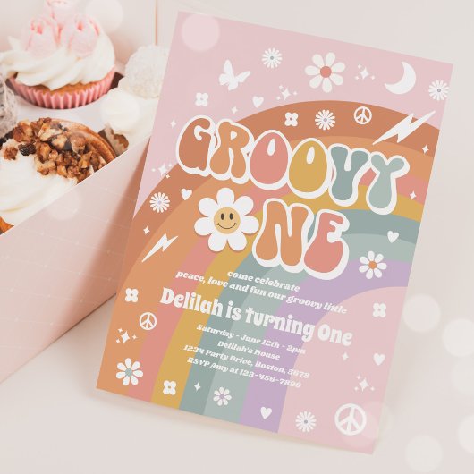 グルーヴィワンピースラブパーティーレインボーバースデーパーティー 招待状