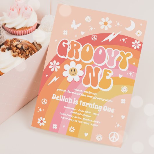 グルーヴィワンピースラブパーティーレインボーバースデーパーティー 招待状