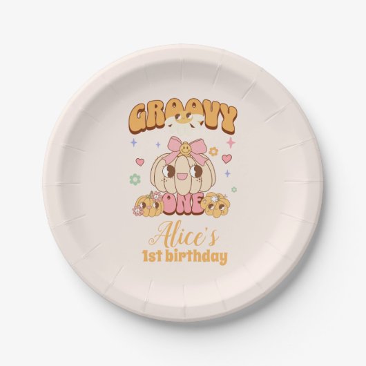グルーヴィワンボホデイジー1st誕生日パーティー ペーパープレート (正面)